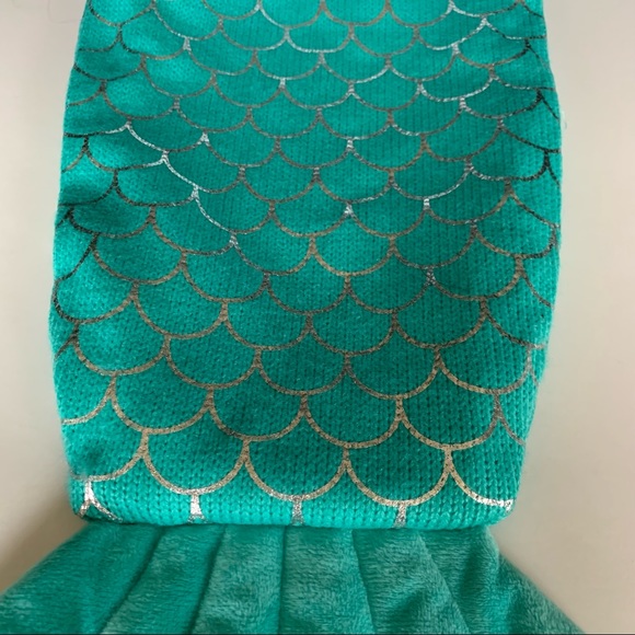 Aqua Blue teal Silver Scale Mermaid Tail Christmas Stocking Hanging Turquoise - Picture 3 of 7